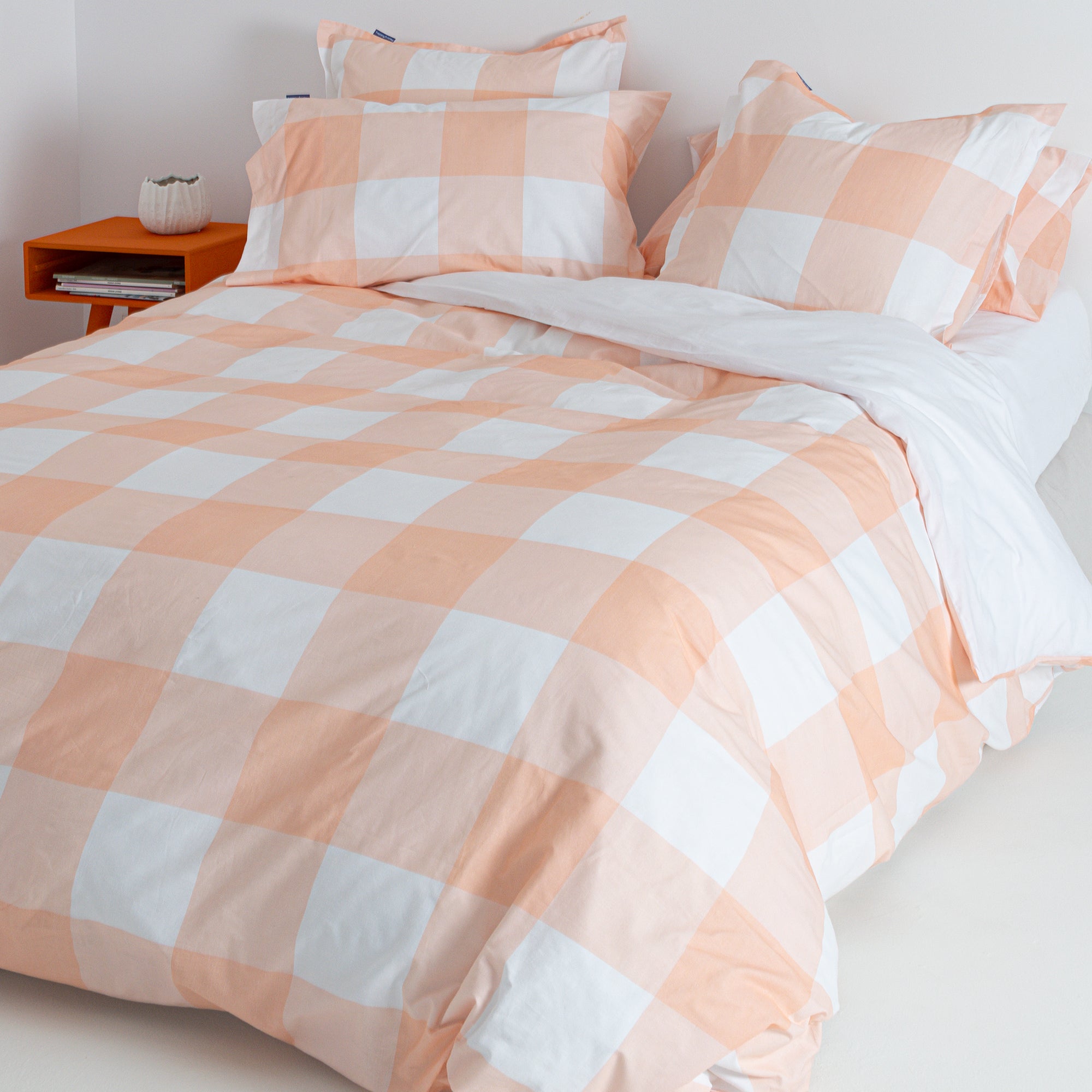 Housse De Couette Gingham - Pêche