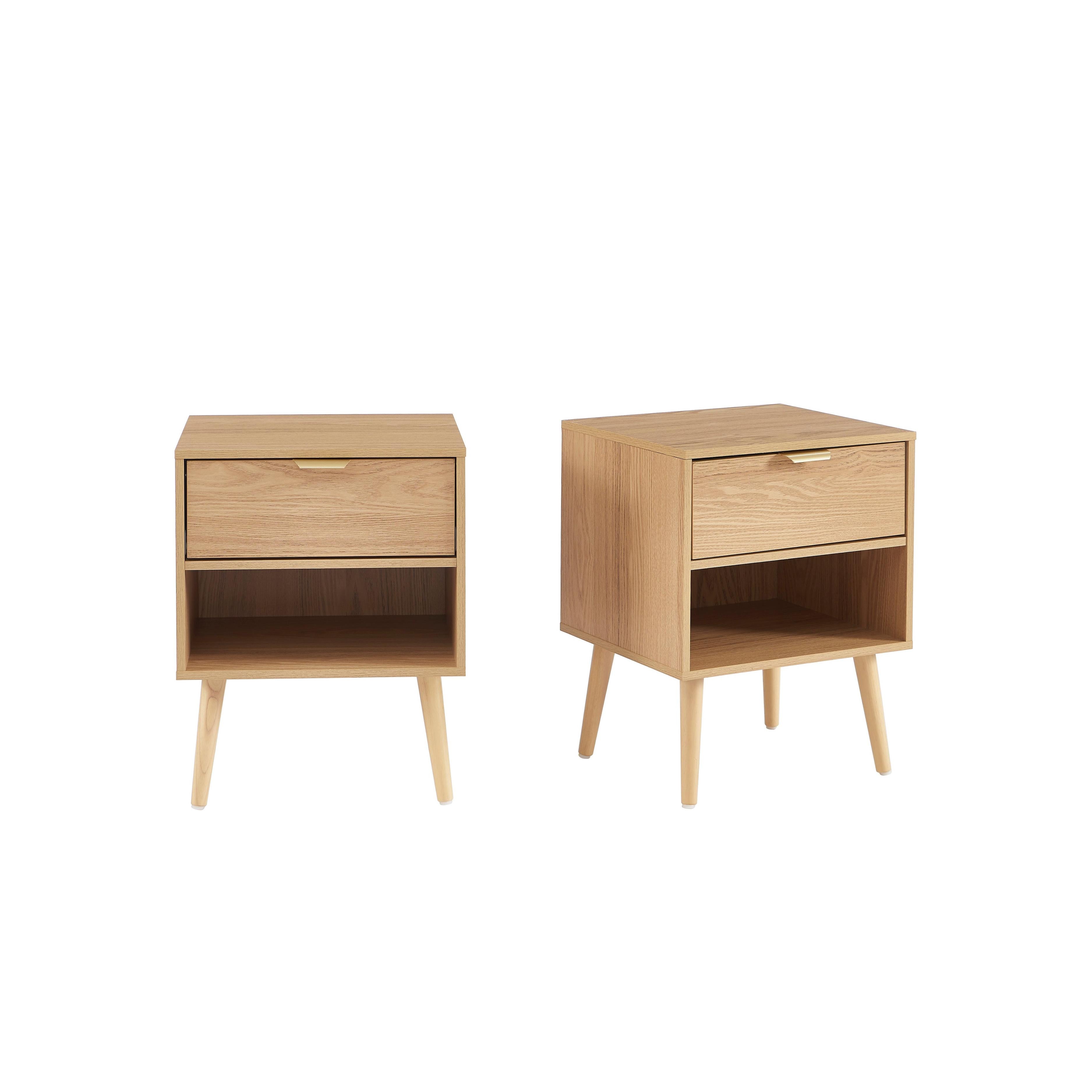 Jeanne - Lot De 2 Tables De Chevet - Effet Chêne