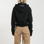 Sweat Terry Crop Zip Up - Black - Femme