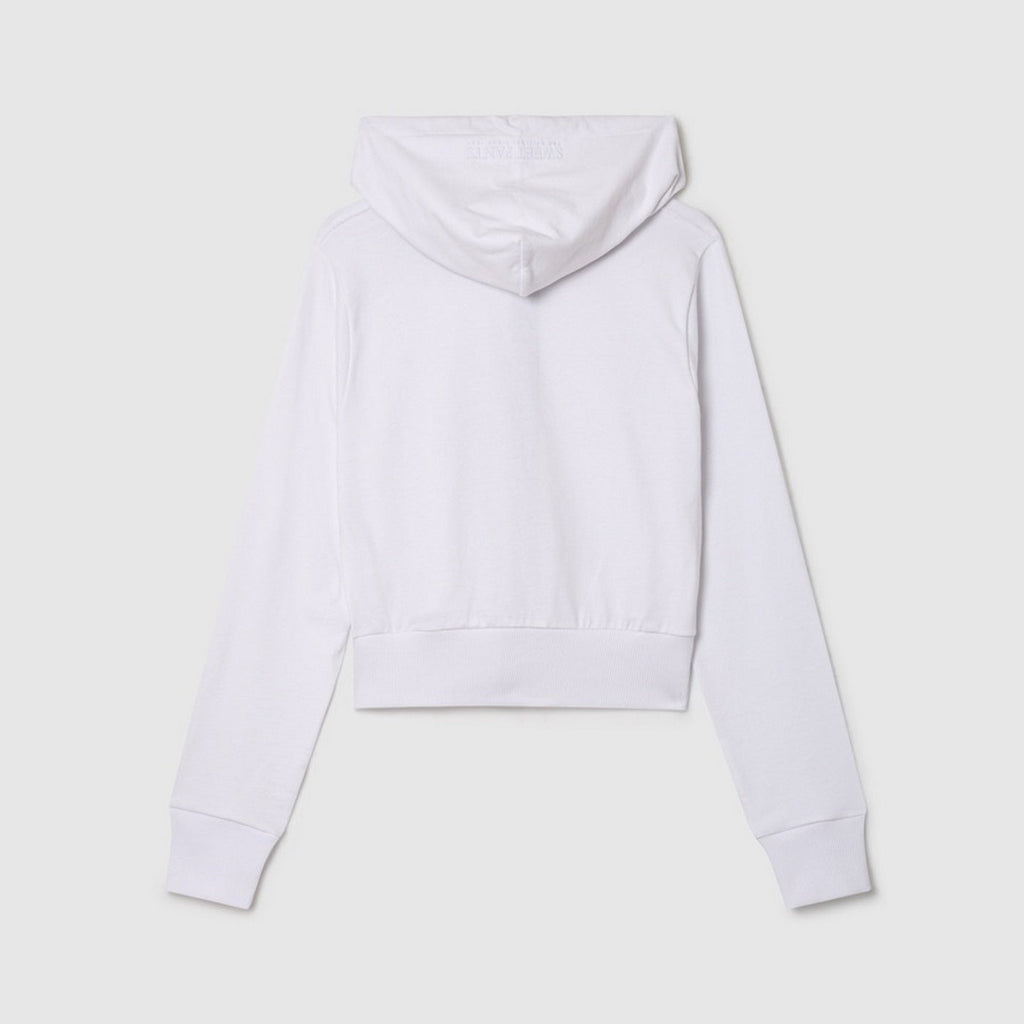 Sweat Terry Crop Zip Up - White - Femme