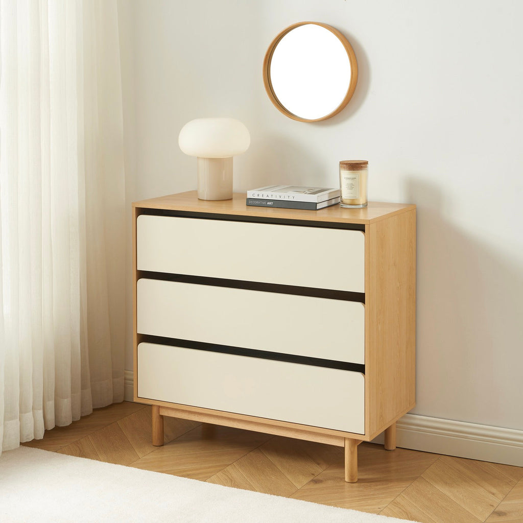Thalia - Commode 3 Tiroirs - Effet Chêne