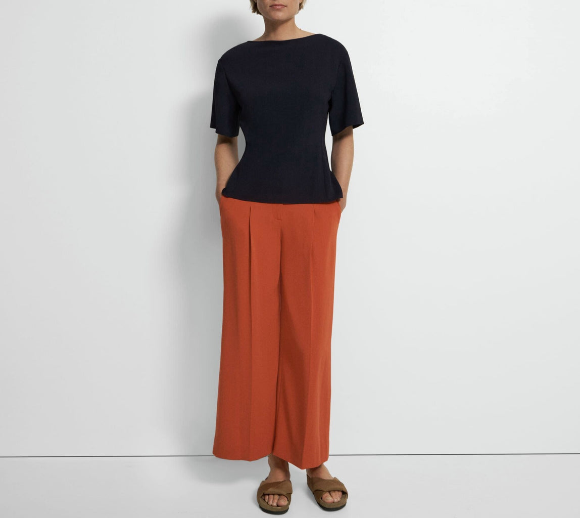 Theory NYC - Woven - Ss Butterfly Top - Deep Navy