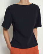 Theory NYC - Woven - Ss Butterfly Top - Deep Navy