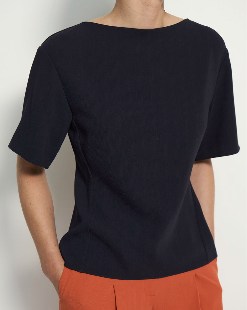 Theory NYC - Woven - Ss Butterfly Top - Deep Navy