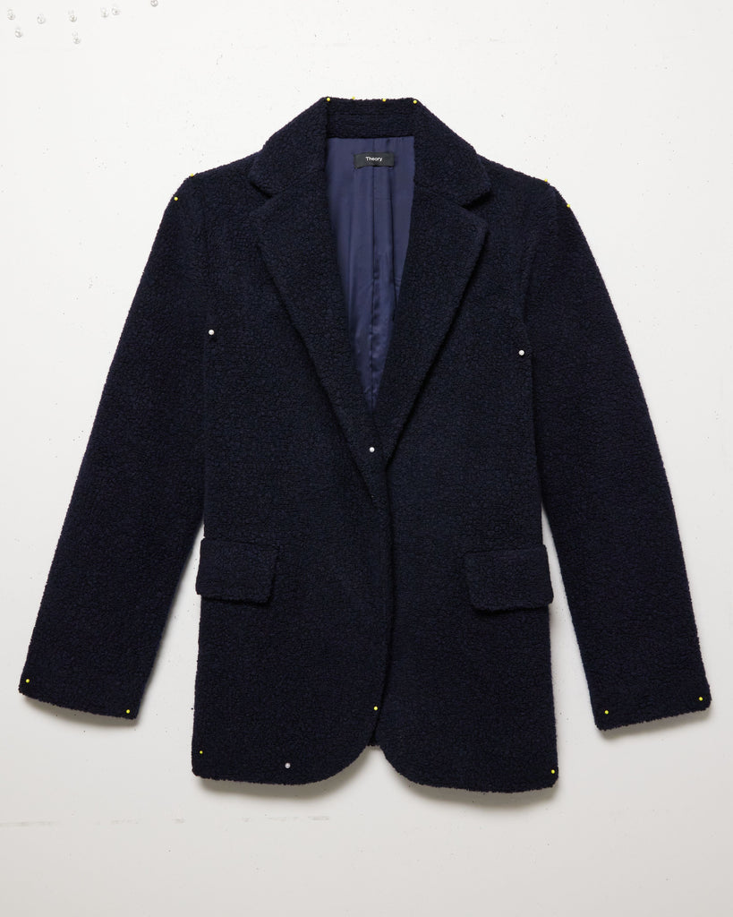 Theory NYC - Cut & Sew Knit - Faux Fur Boy Jkt - Navy