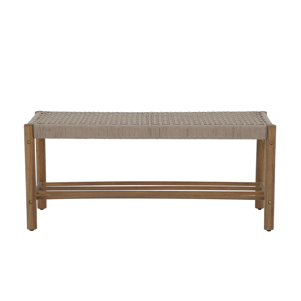 Tongo - Banc Intérieur Et Extérieur - Bois D'Acacia Et Corde Beige