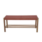 Tongo - Banc Intérieur Et Extérieur - Bois D'Acacia Et Corde Terracotta