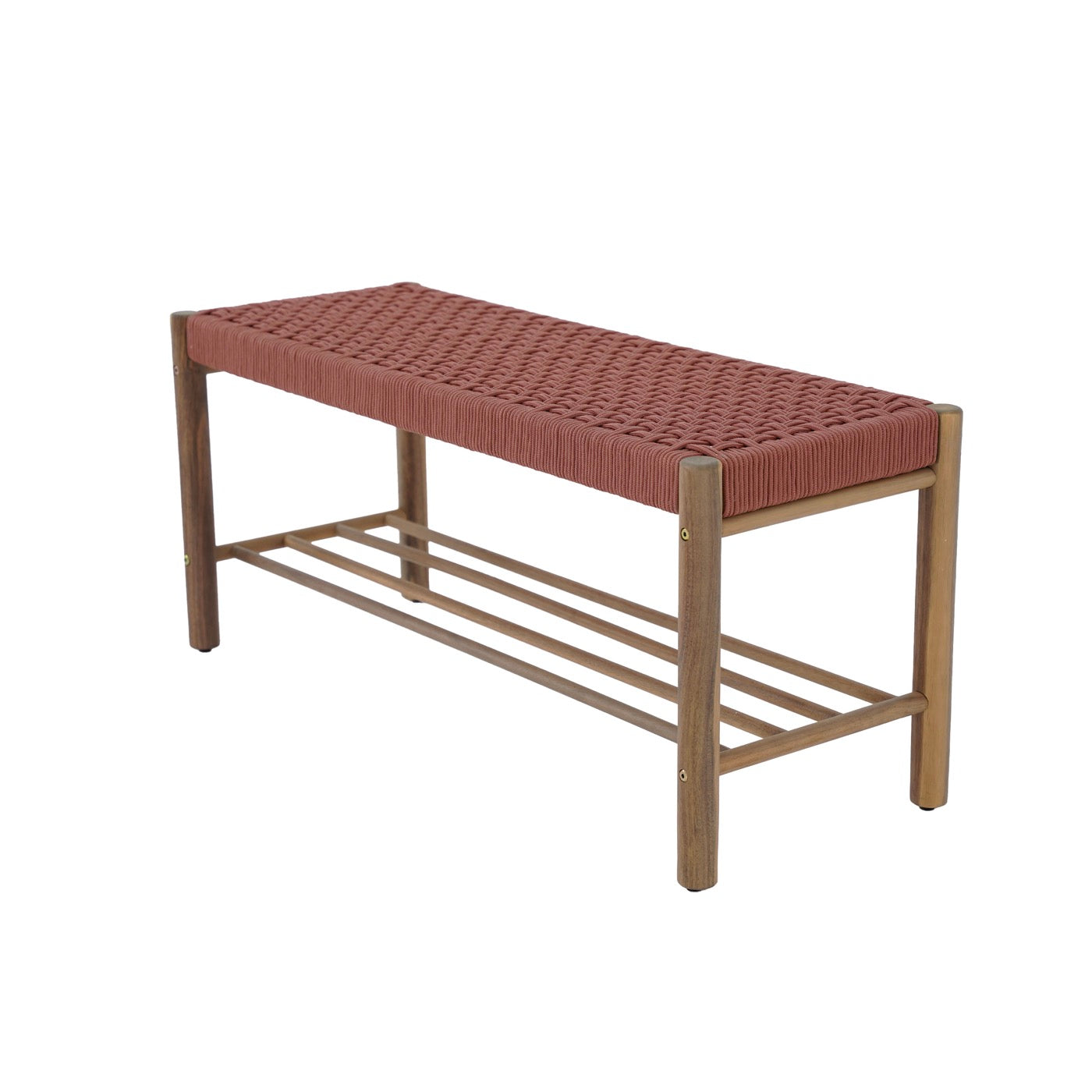 Tongo - Banc Intérieur Et Extérieur - Bois D'Acacia Et Corde Terracotta