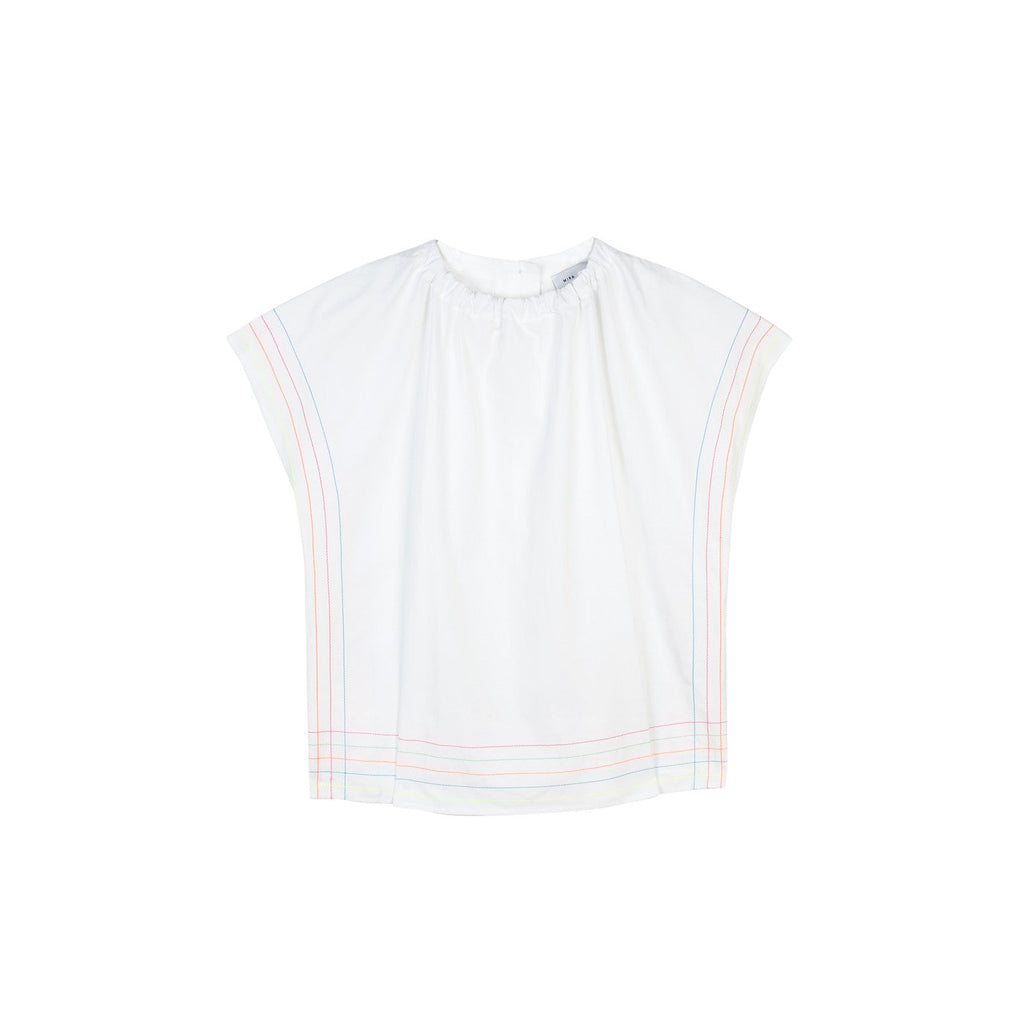 Blouse Neon-Topstitched Organic-Cotton