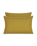 Paire De Taie D'Oreillers Percale De Coton - Finition Liseré - Vert Bronze Liseré Blanc