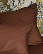 Paire De Taie D'Oreillers Percale De Coton - Finition Liseré - Chocolat Liseré Noir