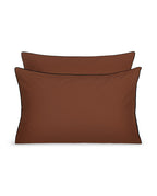 Paire De Taie D'Oreillers Percale De Coton - Finition Liseré - Chocolat Liseré Noir