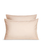 Paire De Taie D'Oreillers Percale De Coton - Finition Liseré - Nude Liseré Blanc