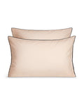Paire De Taie D'Oreillers Percale De Coton - Finition Liseré - Nude Liseré Noir
