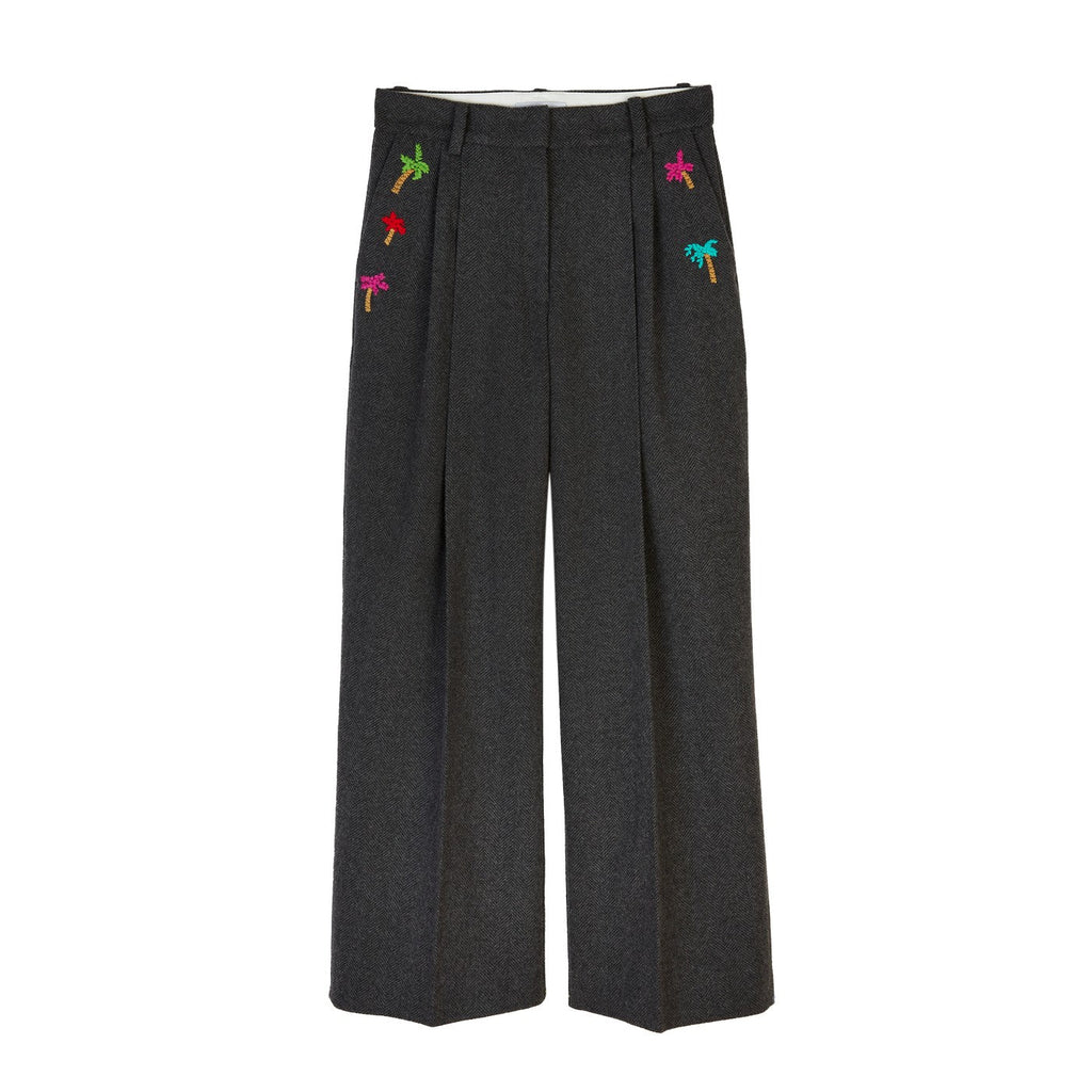 Pantalon Palm Tree Embroidered Wool