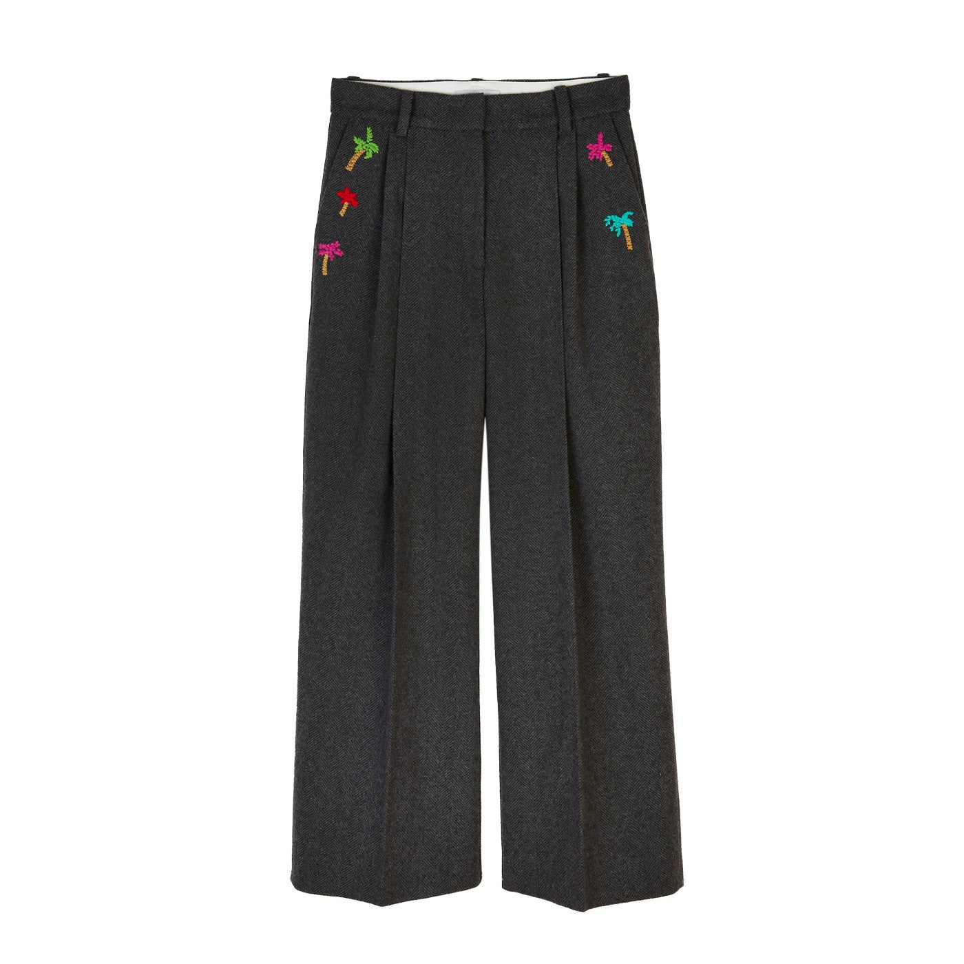 Pantalon Palm Tree Embroidered Wool