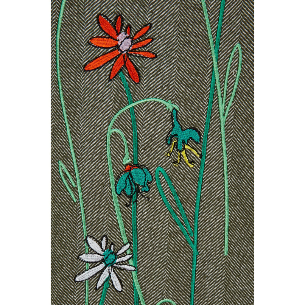 Pantalon Floral Embroidered Herringbone