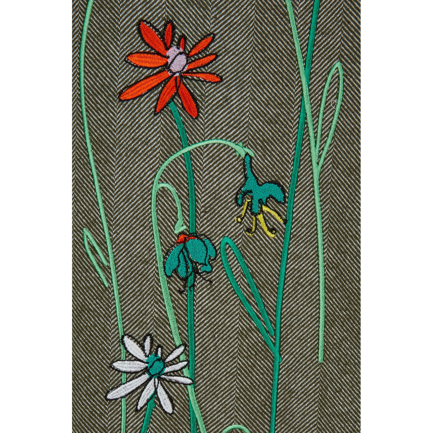 Pantalon Floral Embroidered Herringbone