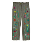 Pantalon Floral Embroidered Herringbone