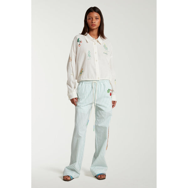 Pantalon Pyjama Style With Vegetable Embroidery