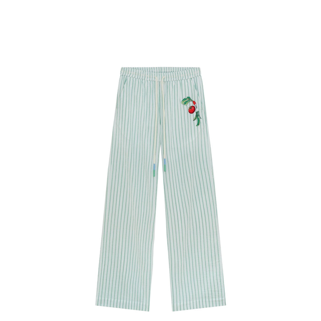 Pantalon Pyjama Style With Vegetable Embroidery