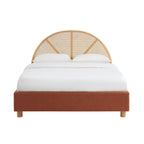 Lit Coffre Tsuki - Bouclette Terracotta Cannage - Sommier Inclus