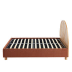 Lit Coffre Tsuki - Bouclette Terracotta Cannage - Sommier Inclus
