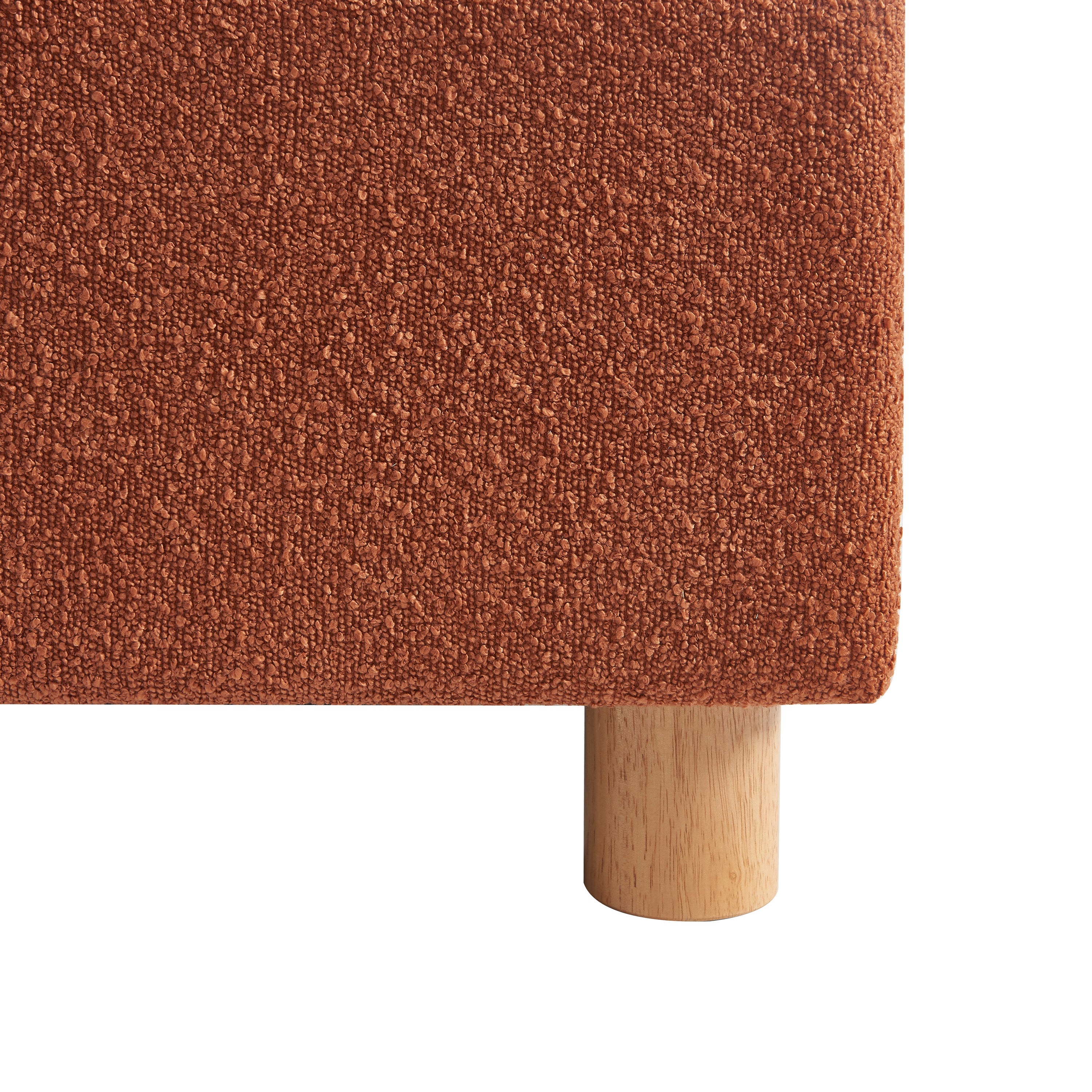 Lit Coffre Tsuki - Bouclette Terracotta Cannage - Sommier Inclus