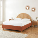 Lit Coffre Tsuki - Bouclette Terracotta Cannage - Sommier Inclus