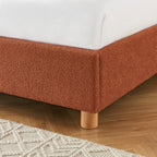 Lit Coffre Tsuki - Bouclette Terracotta Cannage - Sommier Inclus