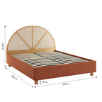 Lit Coffre Tsuki - Bouclette Terracotta Cannage - Sommier Inclus