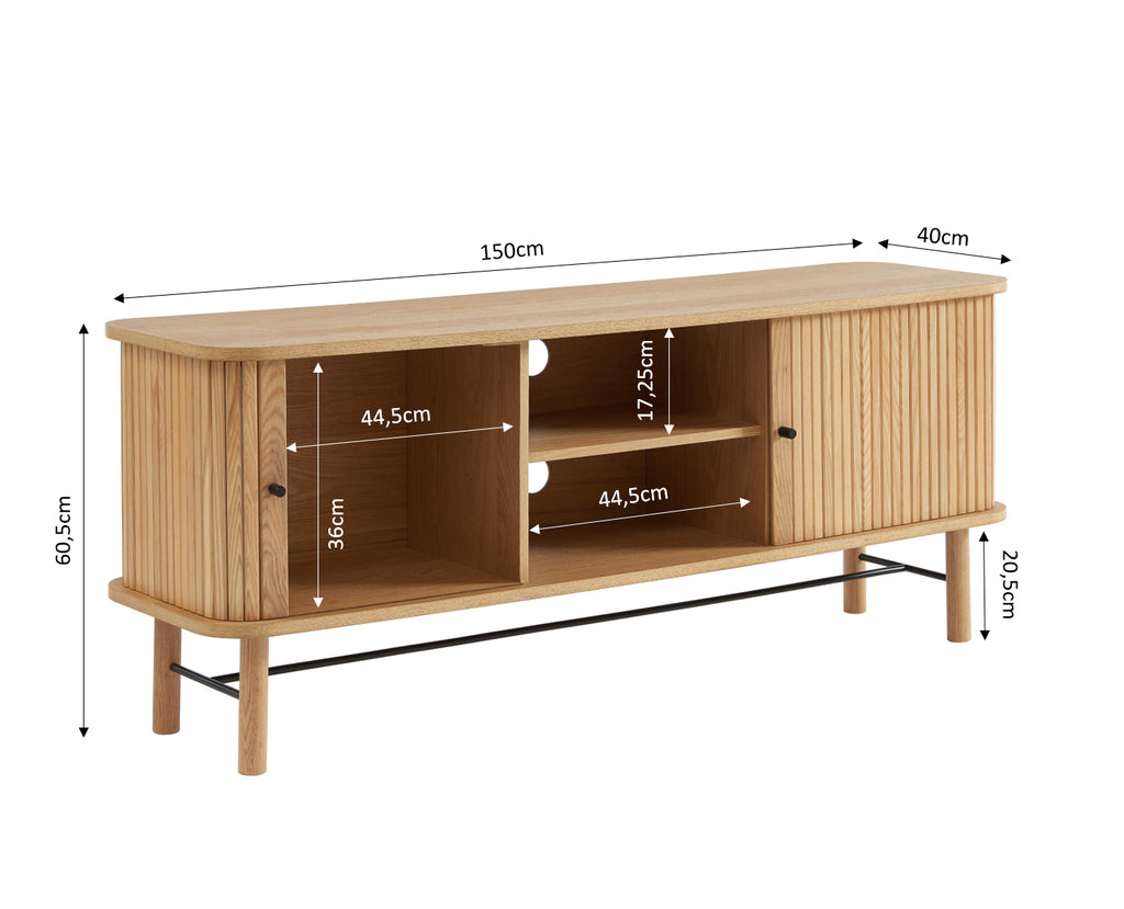 Meuble Tv Ernest - Frêne Portes Tambour Portes Tambour