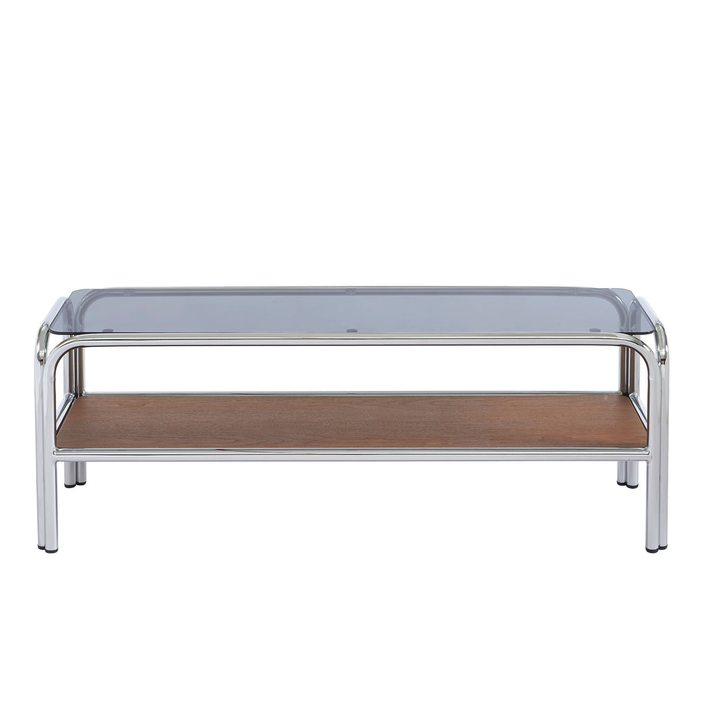 Meuble Tv Maggy - Verre Trempé Placage Noyer - 120cm