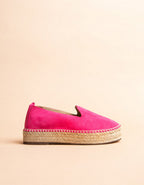 Espadrilles Plates Taormina - Cuir Daim Fuchsia - Femme