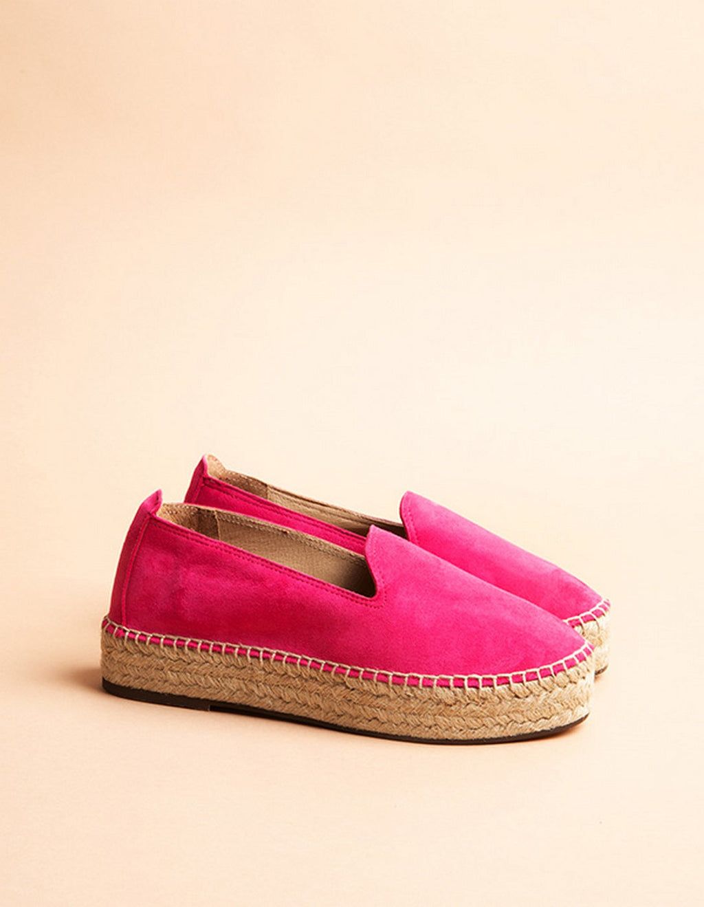 Espadrilles Plates Taormina - Cuir Daim Fuchsia - Femme