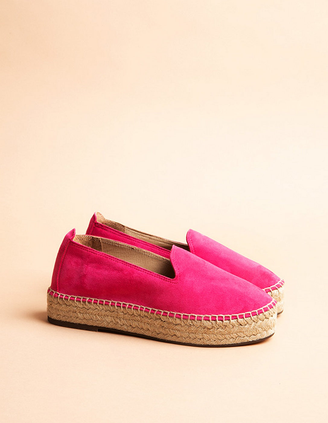 Espadrilles Plates Taormina - Cuir Daim Fuchsia - Femme