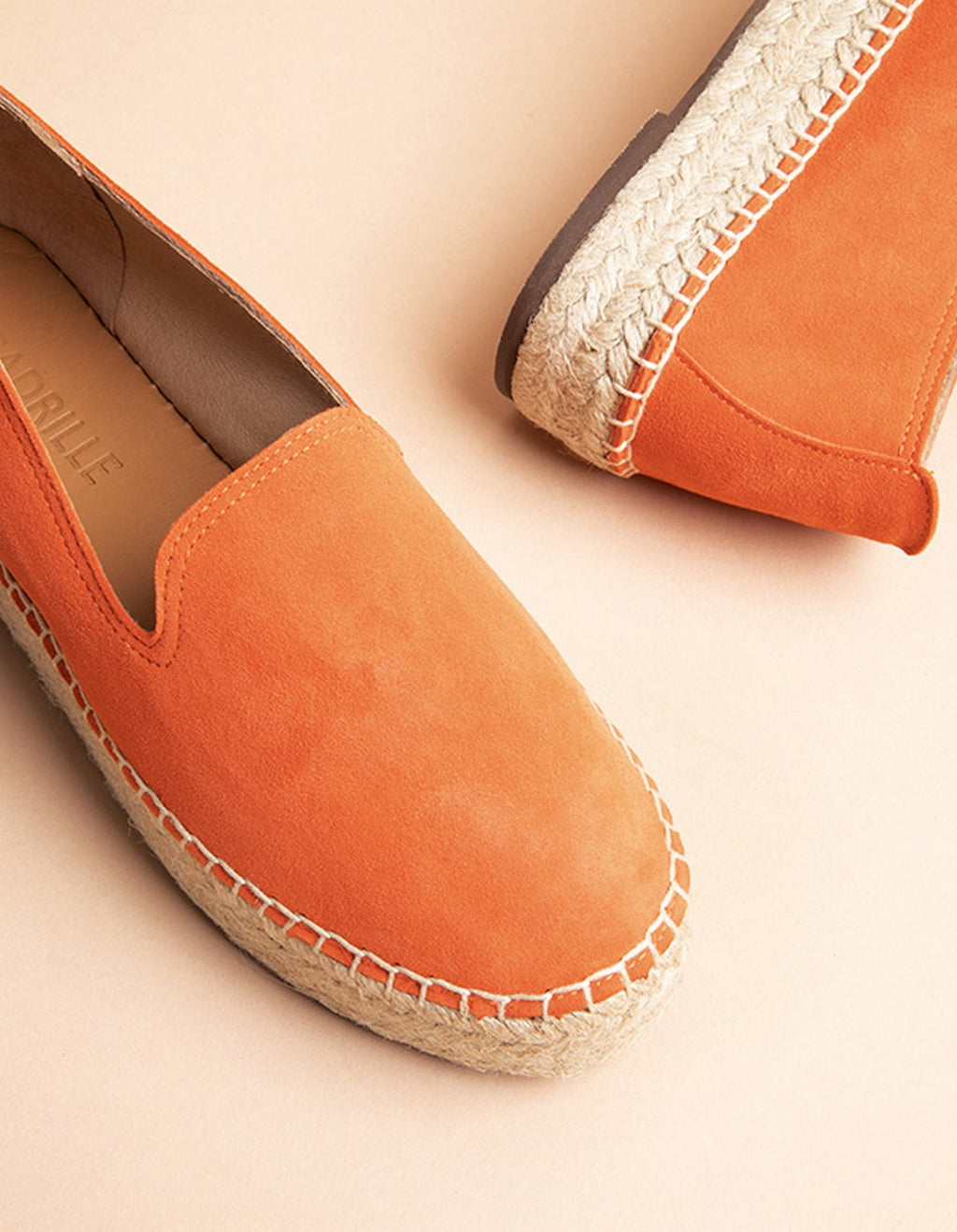 Espadrilles Plates Taormina - Cuir Daim Orange - Femme