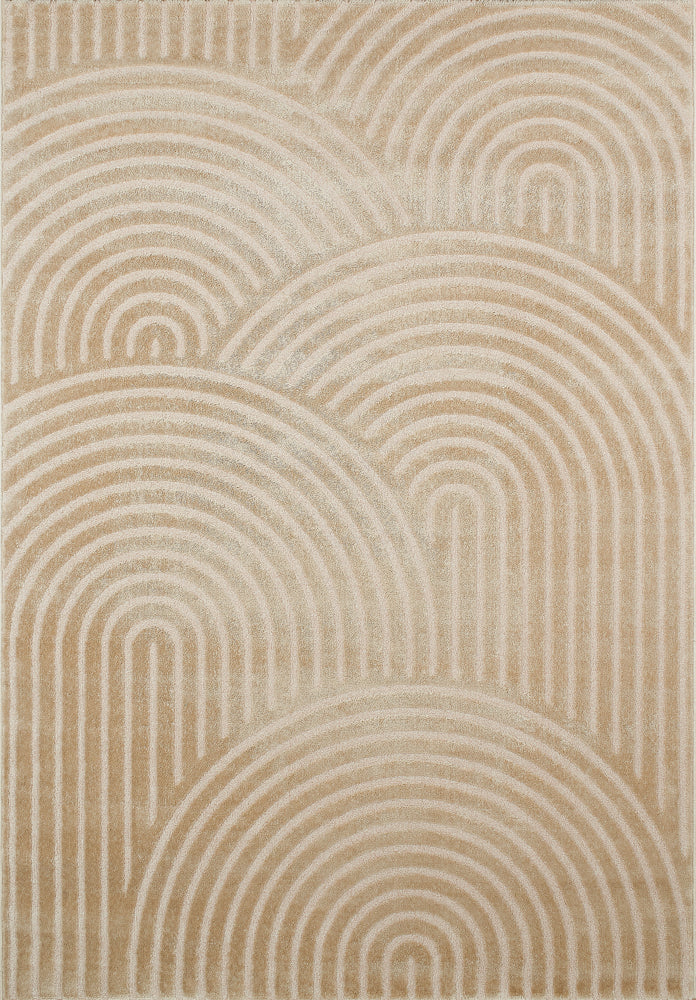 Tapis arc en ciel beige avec poils longs en relief Nazar rugs