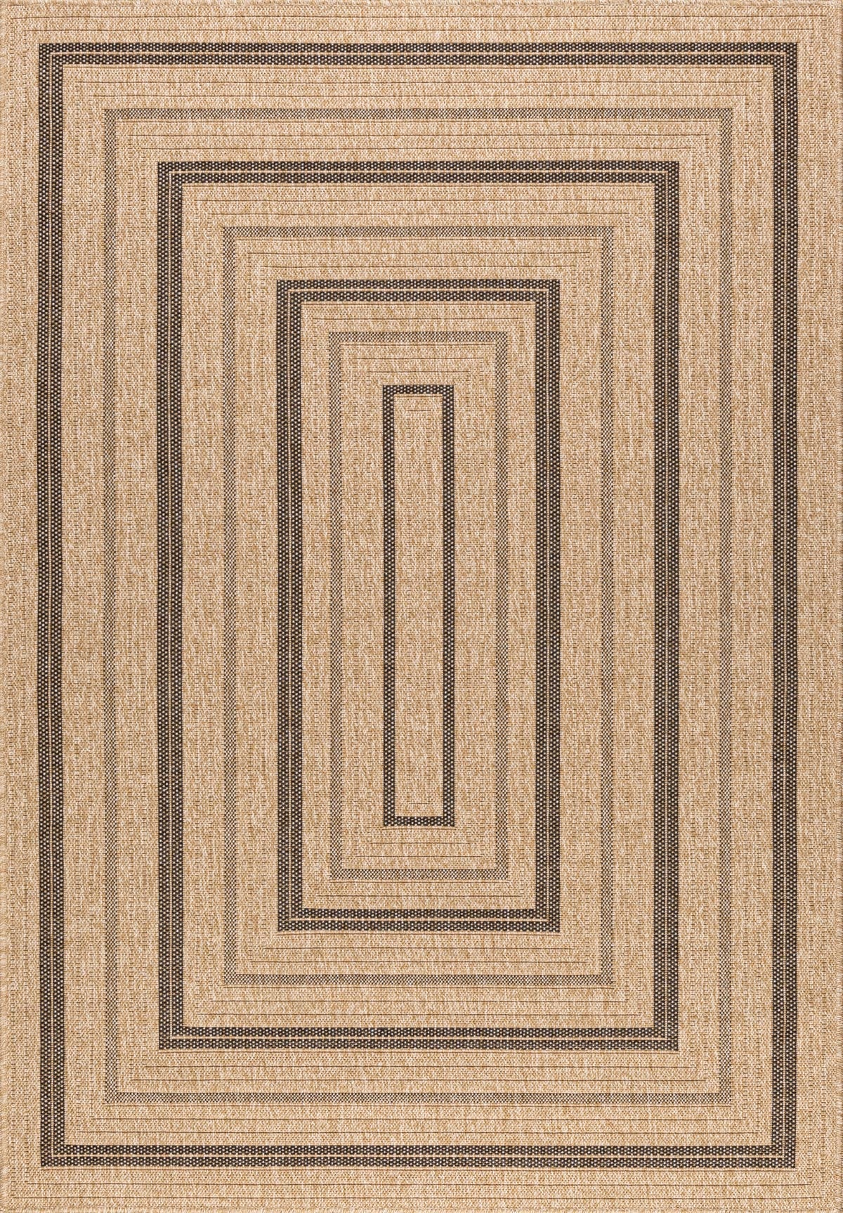 Tapis effet jute naturel à motif rectangulaire noir Nazar rugs