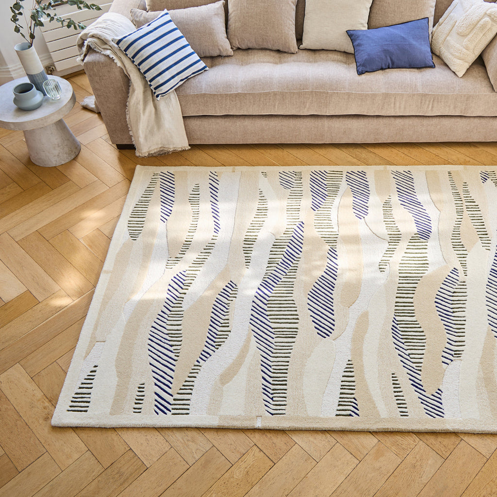 Tapis Azélie - Multi Kaki & Bleu
