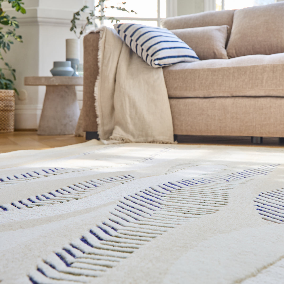 Tapis Azélie - Multi Kaki & Bleu