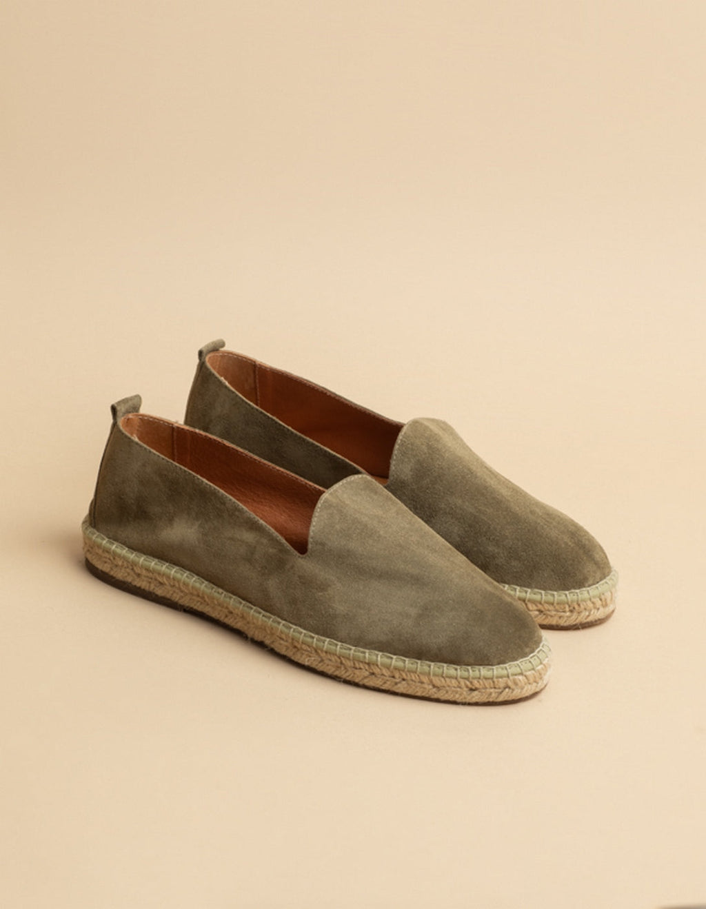Espadrilles Plates Taormina - Cuir Daim Kaki - Homme