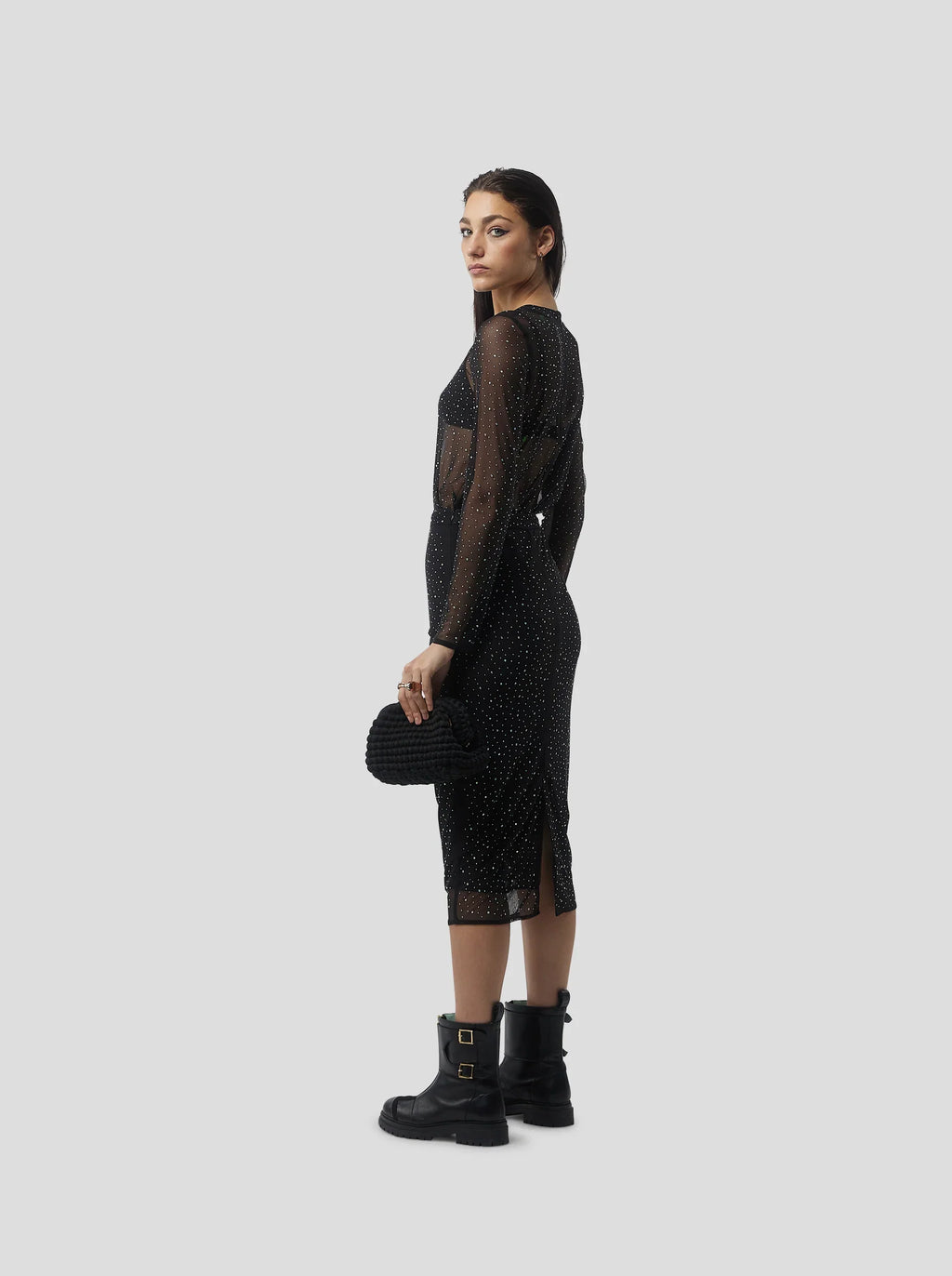 Top Cloud Top In Fragmented Black Soft Mesh