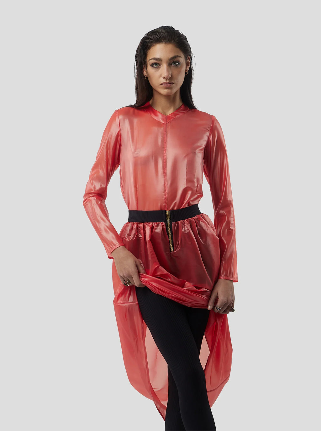 Jupe Cleo In Coral Neoshell Technical Voile