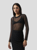Top Cloud Top In Fragmented Black Soft Mesh
