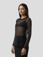 Top Cloud Top In Fragmented Black Soft Mesh