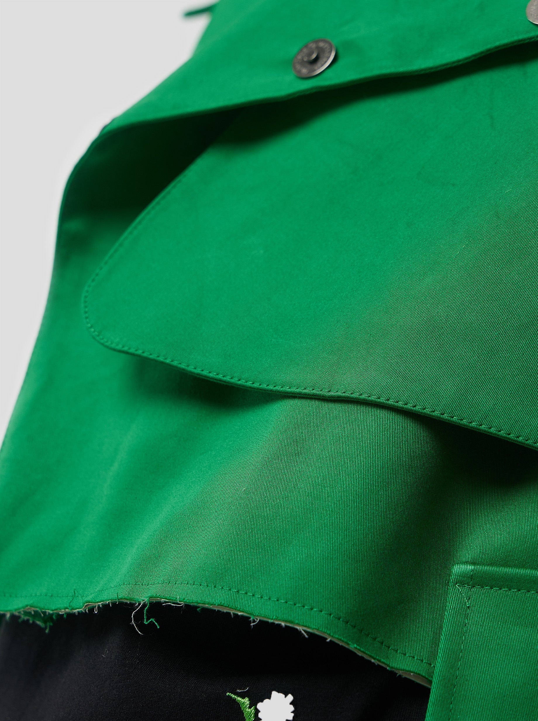 Trench Crop Trevor In Technical Kelly Green Fabric