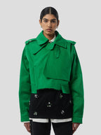Trench Crop Trevor In Technical Kelly Green Fabric