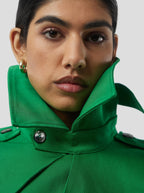 Trench Crop Trevor In Technical Kelly Green Fabric