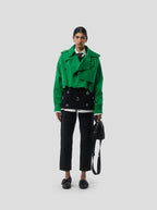 Trench Crop Trevor In Technical Kelly Green Fabric